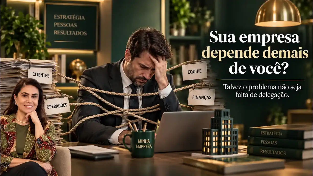 Capa do vídeo: Sua empresa depende demais de você? Talvez o problema não seja falta de delegação.